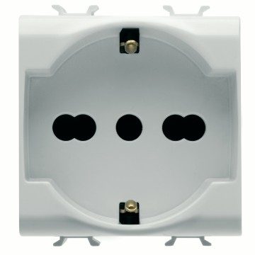 GEWISS GW15204, Italian/german Standard Socket Outlet 250V Ac, 2P+E 16A Dual Amperage, 2 Modules, Satin White, Chorusmart