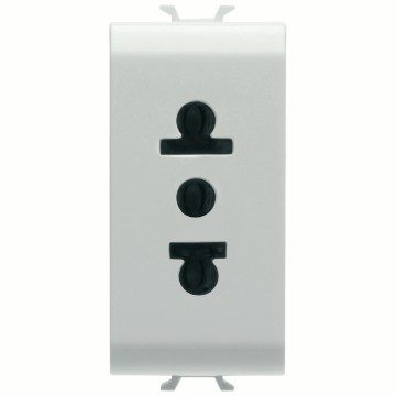 GEWISS GW15288, Euro-american Standard Socket Outlet 250/125V Ac, 2P+E 15A, 1 Module, Satin White, Chorusmart