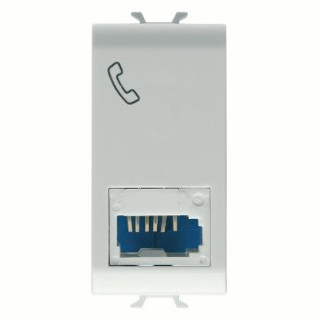 GEWISS GW15406, Priză telefonică standard britanică, 6 contacte, Terminale cu înșurubare, 1 modul, Alb satinat, Chorusmart