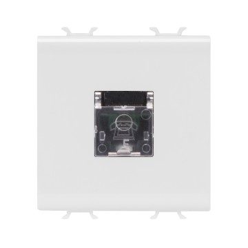 GEWISS GW15409, Priză telefonică standard internațională, RJ11, Borne cu înșurubare, 2 module, Alb satinat, Chorusmart