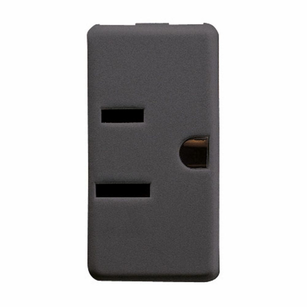 GEWISS GW21214, Usa Standard Socket Outlet 250/125V Ac, 2P+E 15A 125v, Flat Parallel Horizontal Plug, 1 Module, System Black