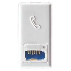 GEWISS GW20272, British Standard Telephone Socket, 6 Contacts, Screw-on Terminals, 1 Module, System White