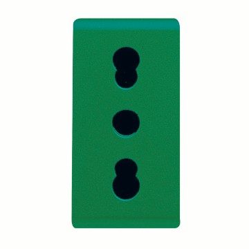GEWISS GW20281, Italian Standard Socket Outlet 250V Ac, for Dedicated Lines, 2P+E 16A Dual Amperage, P17-11, 1 Module, Green, System