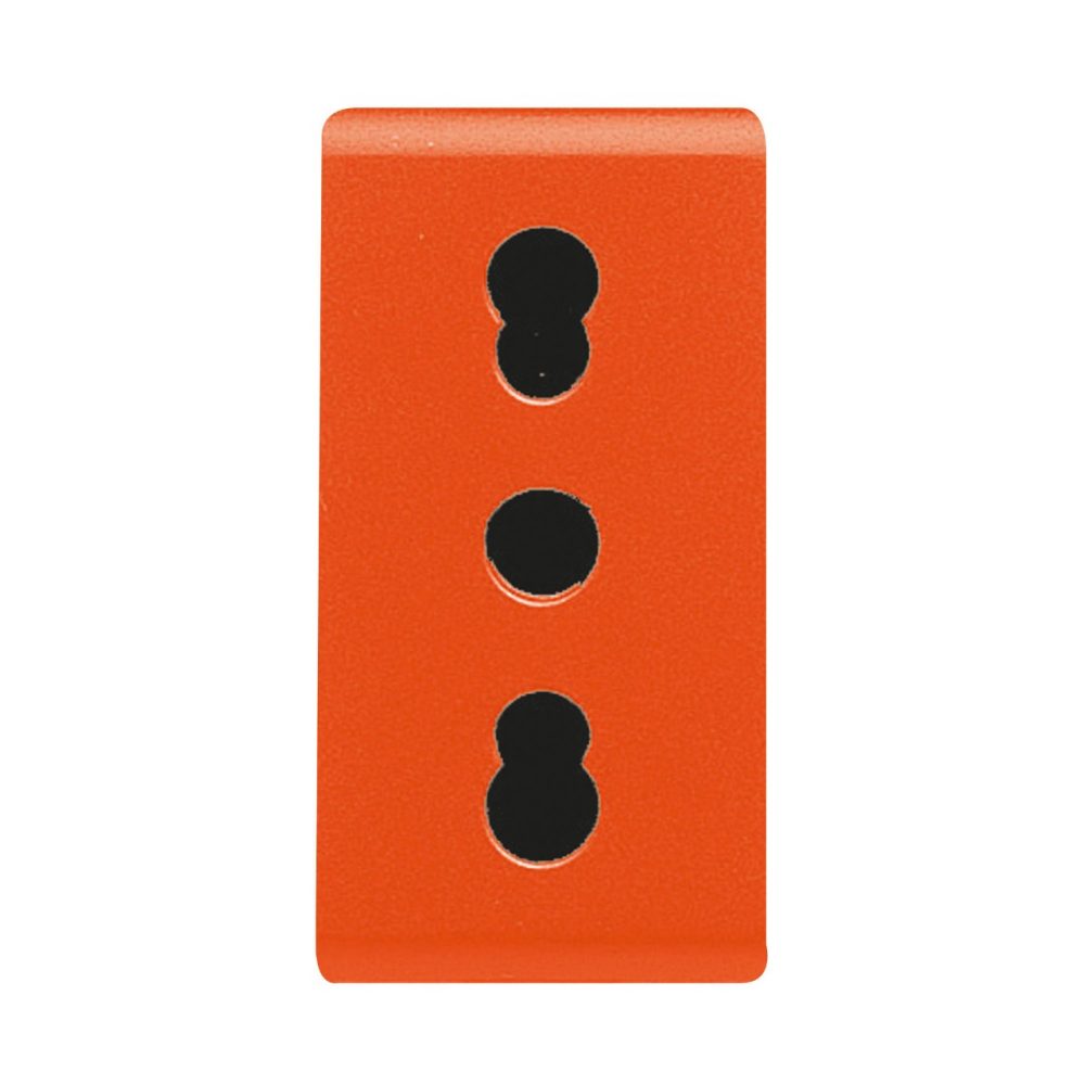 GEWISS GW20286, Italian Standard Socket Outlet 250V Ac, for Dedicated Lines, 2P+E 16A Dual Amperage, P17-11, 1 Module, Orange, System
