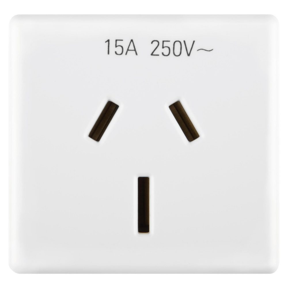 GEWISS GW20356, Priză standard austRALiană 250V c.a., 2P+E 15A, Fișă plată, 2 module, Sistem alb