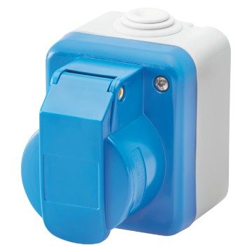 GEWISS GW26222, Wall-mounting Industrial Socket Outlet to Iec 309 Standard, 2P+E, 230v, Ip44, Grey Ral 7035