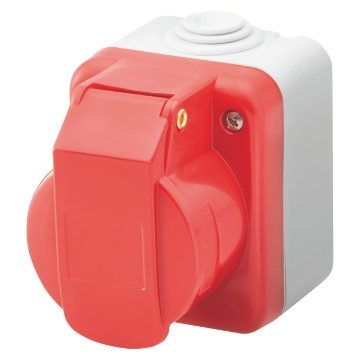GEWISS GW26223, Wall-mounting Industrial Socket Outlet to Iec 309 Standard, 3p+e, 400v, Ip44, Grey Ral 7035