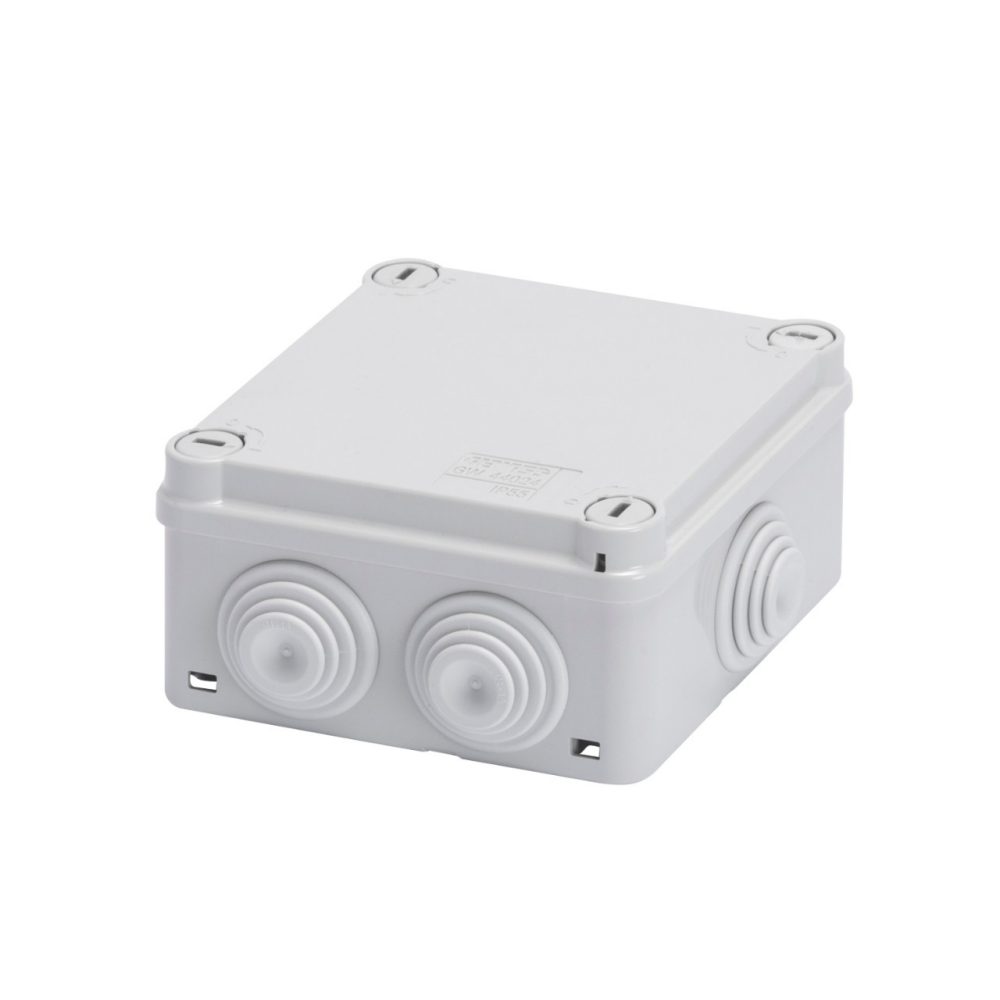 GEWISS GW44024, Junction Box with Plain Quick Fixing Lid, IP55, Internal Dimensions 100x100x50, Walls with Cable Glands, Grey Ral 7035
