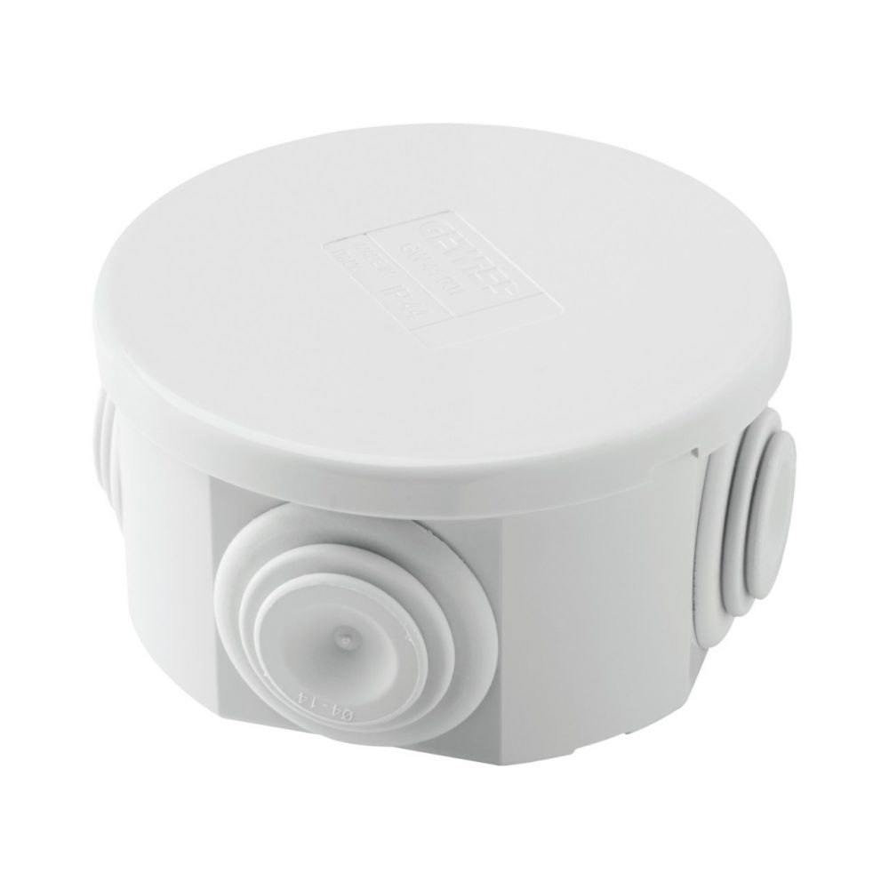 GEWISS GW44052, Cutie de joncțiune cu capac simplu, IP44, Dimensiuni interne ø 80x40, Pereți cu presetupe, GWT 960ºC, Gri RAL 7035