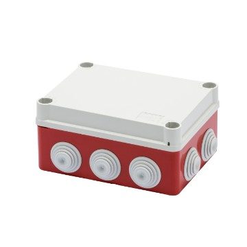 GEWISS GW44056, Cutie de joncțiune cu capac de fixare rapidăA 1/4 rotație, IP55, Dimensiuni interne 150x110x70, Pereți cu presetupe, GWT 960ºC, Gri, Cutie roșie