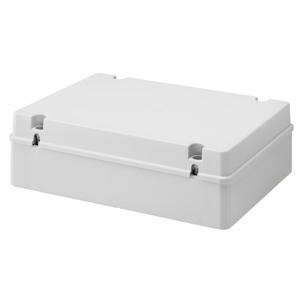 GEWISS GW44280, Cutie de joncțiune cu capac simplu înșurubat, IP56, Dimensiuni interne 380x300x120, Pereți netezi, GWT 960ºC, Gri RAL 7035
