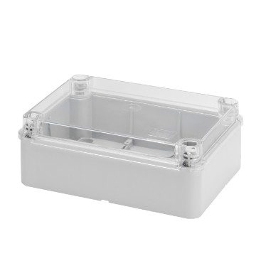 GEWISS GW44427, Cutie pentru joncțiuni și pentru echipamente electrice și electronice, Cu capac simplu transparent, IP56, Dimensiuni interne 190x140x70, Cu pereți netezi