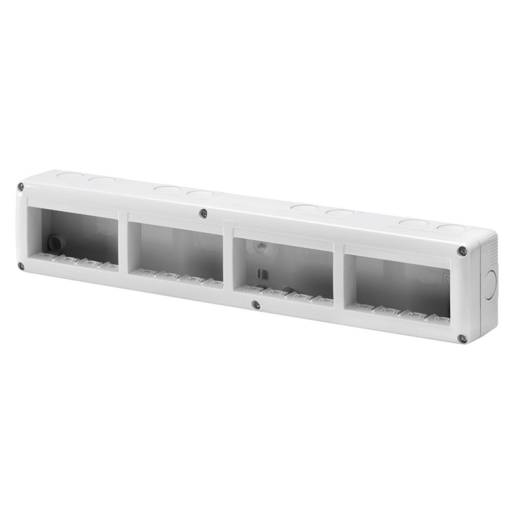 GEWISS GW27008, Protected Enclosure for System Devices, Horizontal Multiple, 16 Gang, Module 4x4, Ral 7035 Grey, IP40