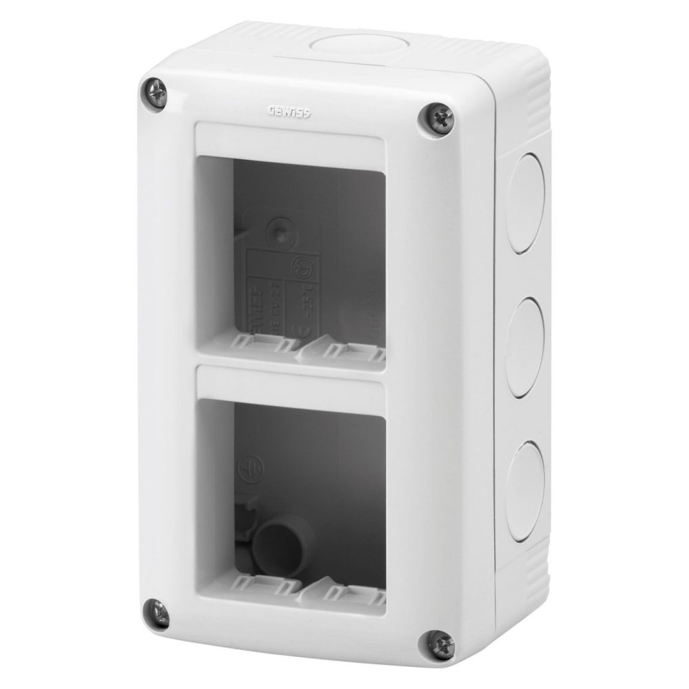 GEWISS GW27021, Protected Enclosure for System Devices, Vertical Multiple, 4 Gang, Module 2x2, Ral 7035 Grey, IP40