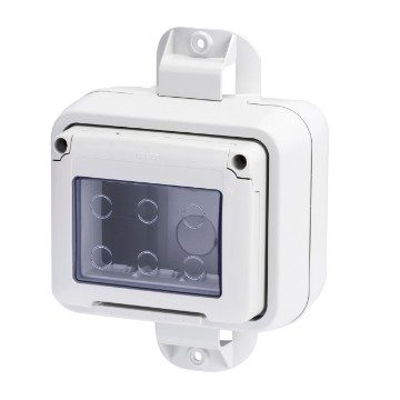 GEWISS GW27057, Watertight Enclosure for System Devices, 3 Gang, Post Bracket, Grey Ral 7035, IP55