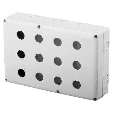GEWISS GW27105, Empty Enclosure for Push Buttons, Controls and Indicators, 12 Gang, Diameter 22mm, Grey Ral 7035 Lid, IP66