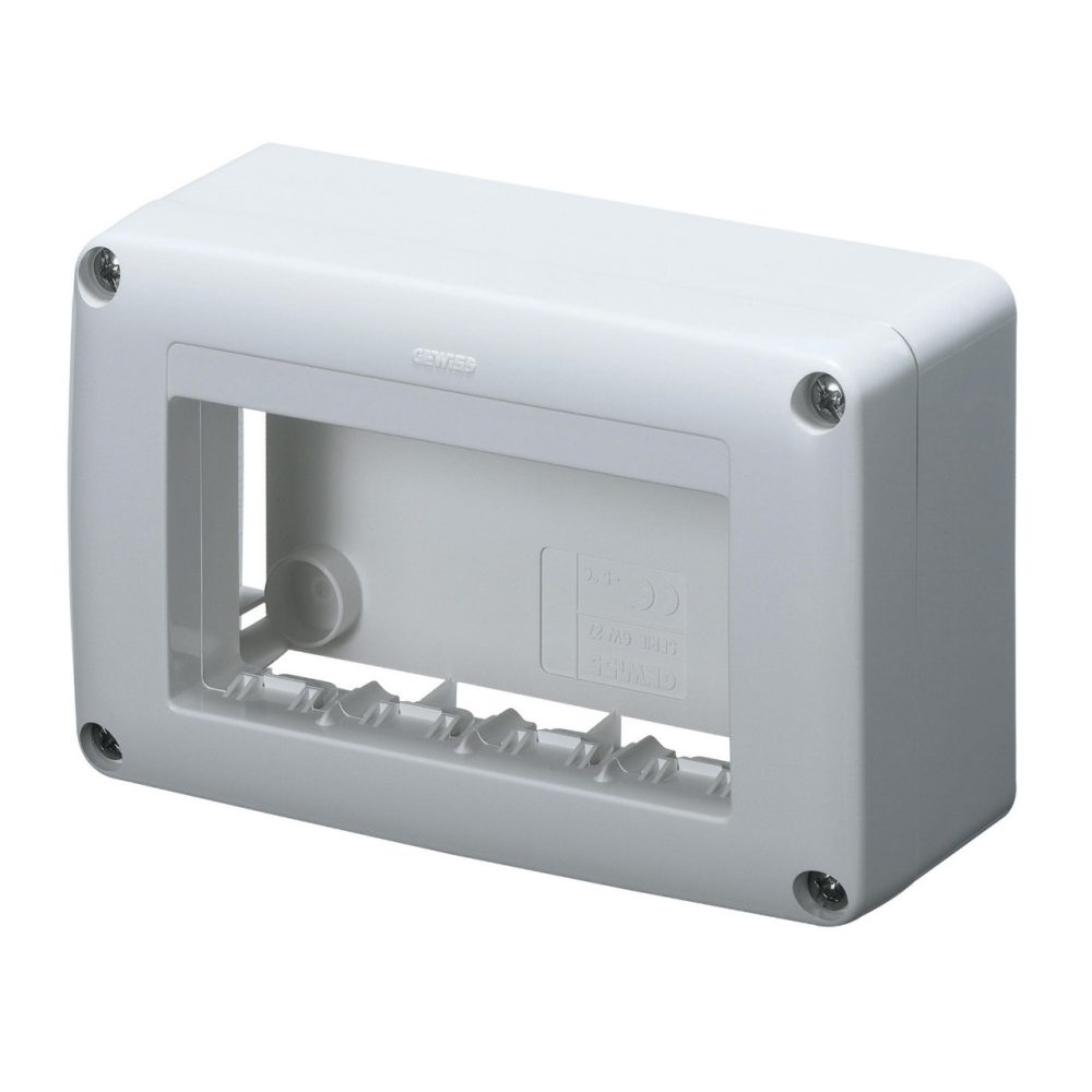 GEWISS GW27621, Self Supporting Device Box for System Device, Skirt and Framne Trunking, 4 Gang, System Range, White Ral 9010
