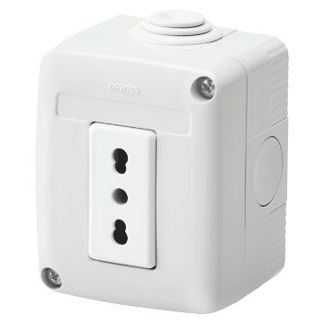 GEWISS GW27811, Protected Enclosure Complete with System Devices, with Socket Outlet 2P+e 16A Dual Amperage, Italian Standard, IP40, Grey Ral 7035