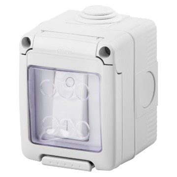 GEWISS GW27832, Watertight Enclosure Complete with System Devices, with One Way Switch 2P 16ax, IP55, Grey Ral 7035