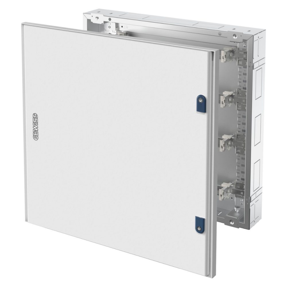 GEWISS GW47087, CVX Distribution Board 160i , Flushmounting, 600x600x105, 96(24x4) Modules, IP40, Blank Door in Sheet Metal with 2 Locks grey Ral7035