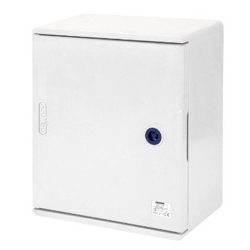 GEWISS GW46001F, Carcasă din poliester cu ușă simplă prevăzută cu încuietoare, 250x300x160, IP66, Grigio RAL 7035