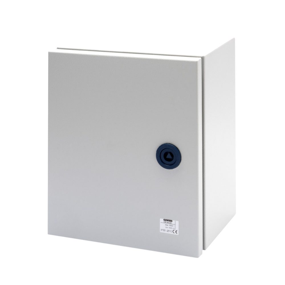 GEWISS GW46031, Board in Metal with Blank Door Fitted with Lock 250x300x160, IP55, Grey Ral 7035