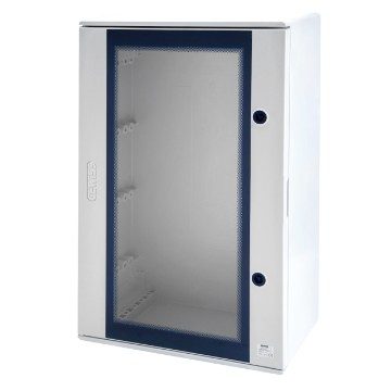 GEWISS GW46202F, Polyester Enclosure with Transparent Door Fitted with Lock, 310x425x160, IP66, Grey Ral 7035