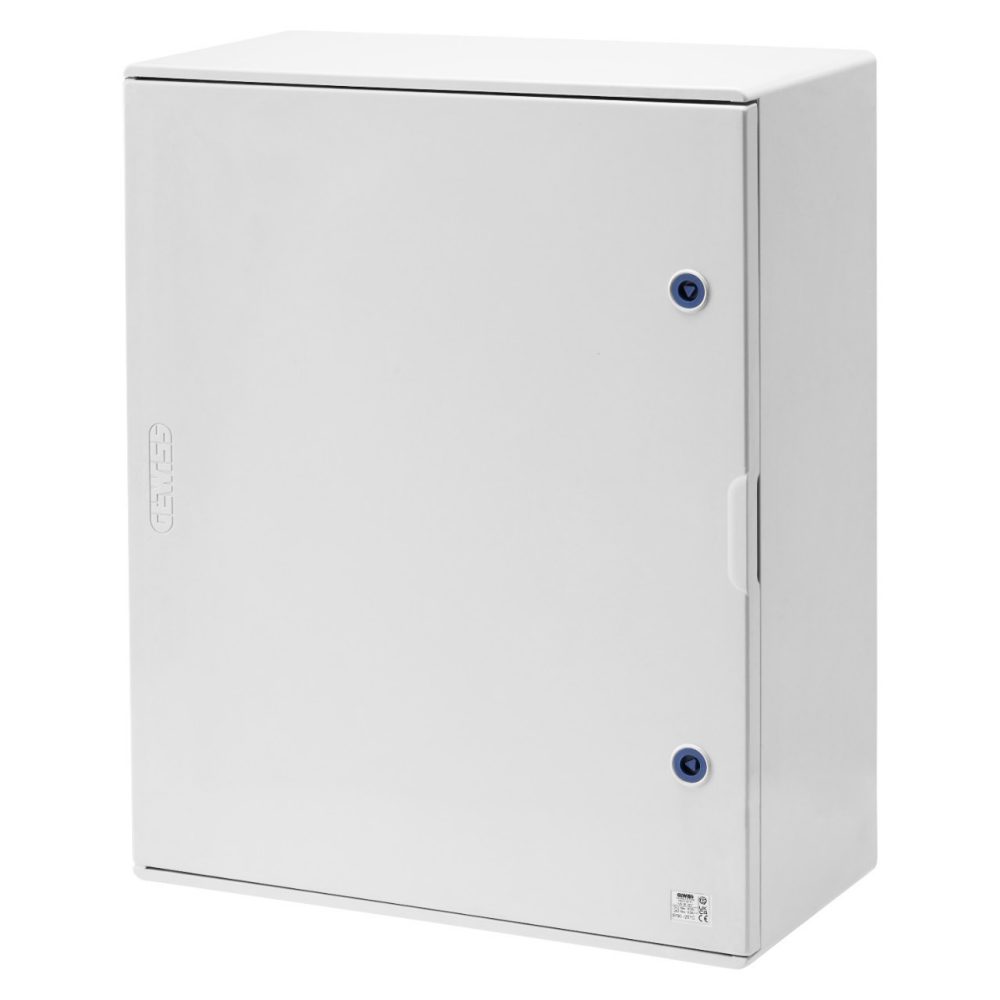 GEWISS GW46006F, Polyester Enclosure with Blank Door Fitted with Lock, 585x800x300, IP66, Grey Ral 7035