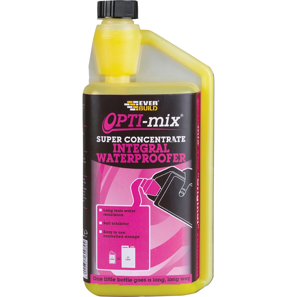 EVERBUILD OPTI-MIX INTEGRAL WATERPROOFER, Super Concentrate Waterproofing and Air Entraining Admixture, 1 L
