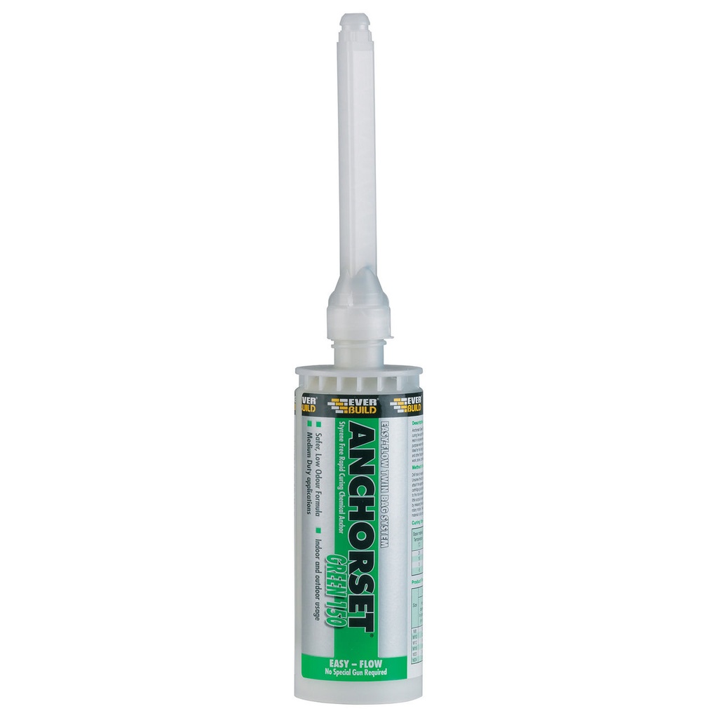 EVERBUILD ANCHORSET GREEN 150, Styrene-Free Rapid Curing Chemical Anchor, 150 ml