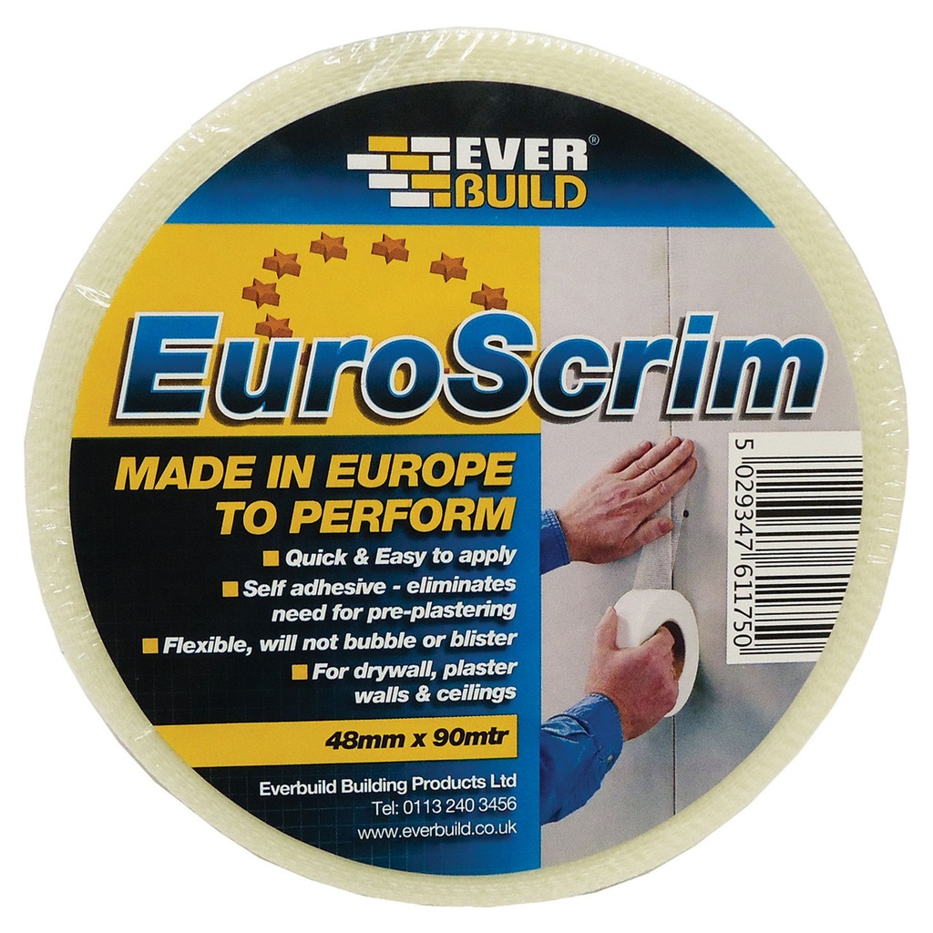 EVERBUILD EuroScrim, Premium easy-to-apply plasterboard tape, Off White
