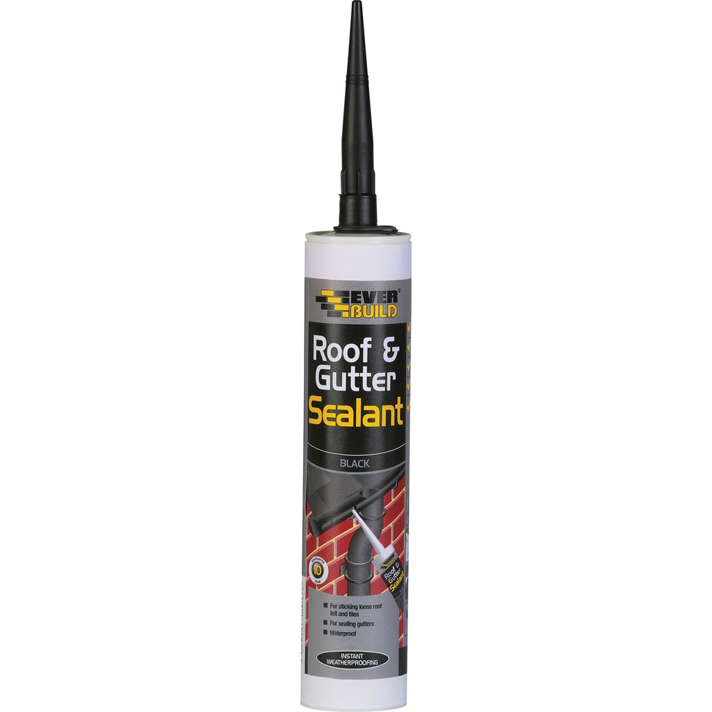 EVERBUILD Roof & Gutter Sealant, Butyl Sealant for Roofing Applications, Exterior, Black, 295 mL