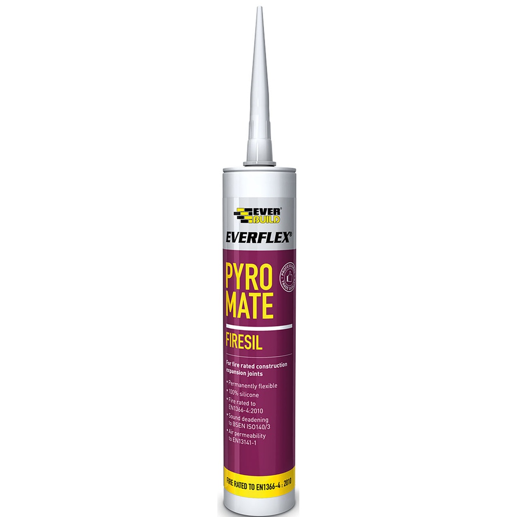 EVERBUILD Pyro Mate Firesil, Neutral Cure Fire-Rated Silicone Sealant, Interior, White