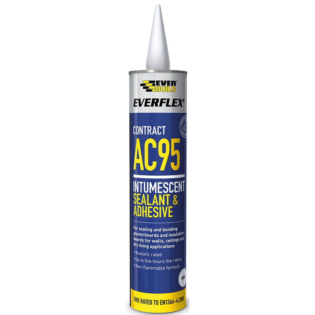 EVERBUILD EVERFLEX AC95, High Strength Intumescent Acoustic Sealant, Interior, White, 900 mL