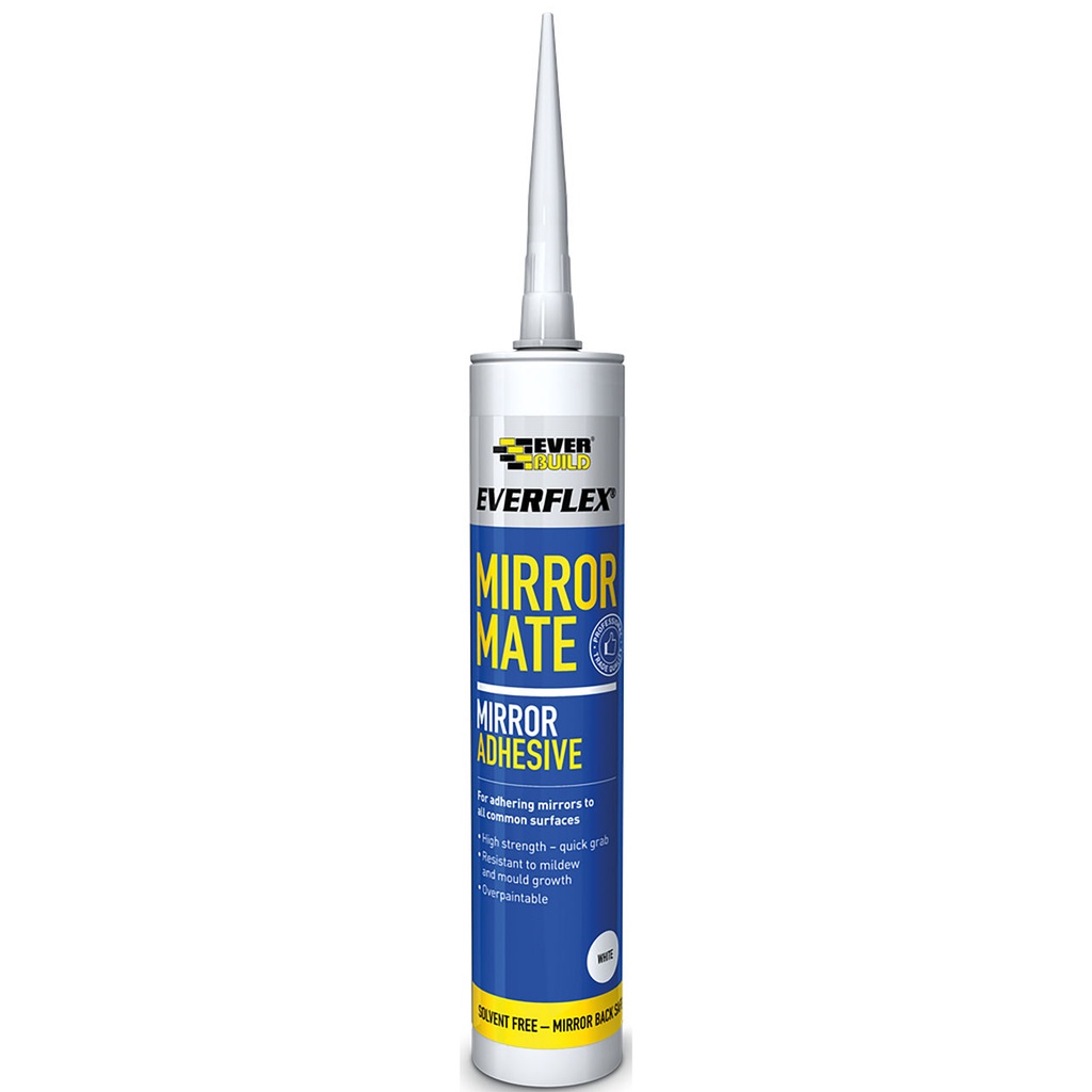 EVERBUILD Mirror Mate, Mirror Bonding MS Polymer Adhesive, Interior & Exterior, White, 290 mL