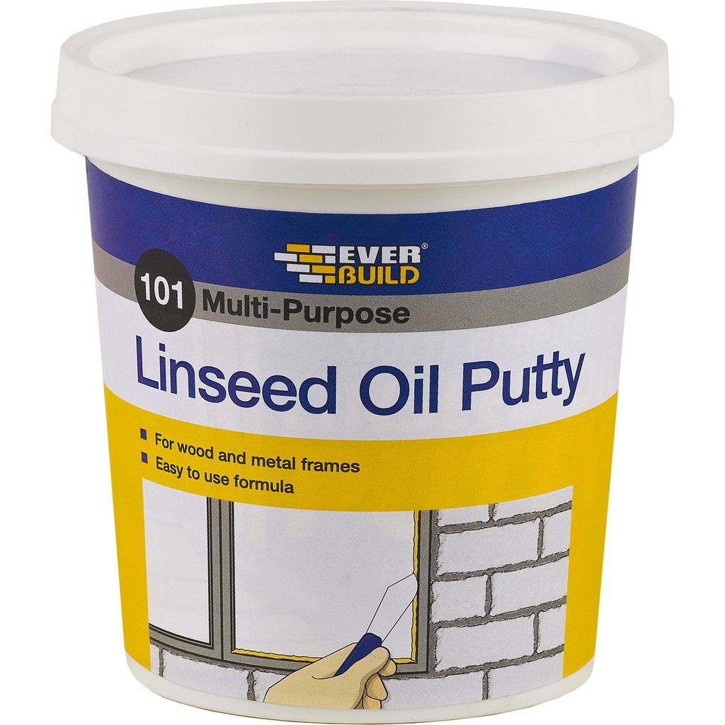 EVERBUILD 101 Linseed Oil Putty, Glazing Compound for Wood & Metal Frames, Interior & Exterior, Brown