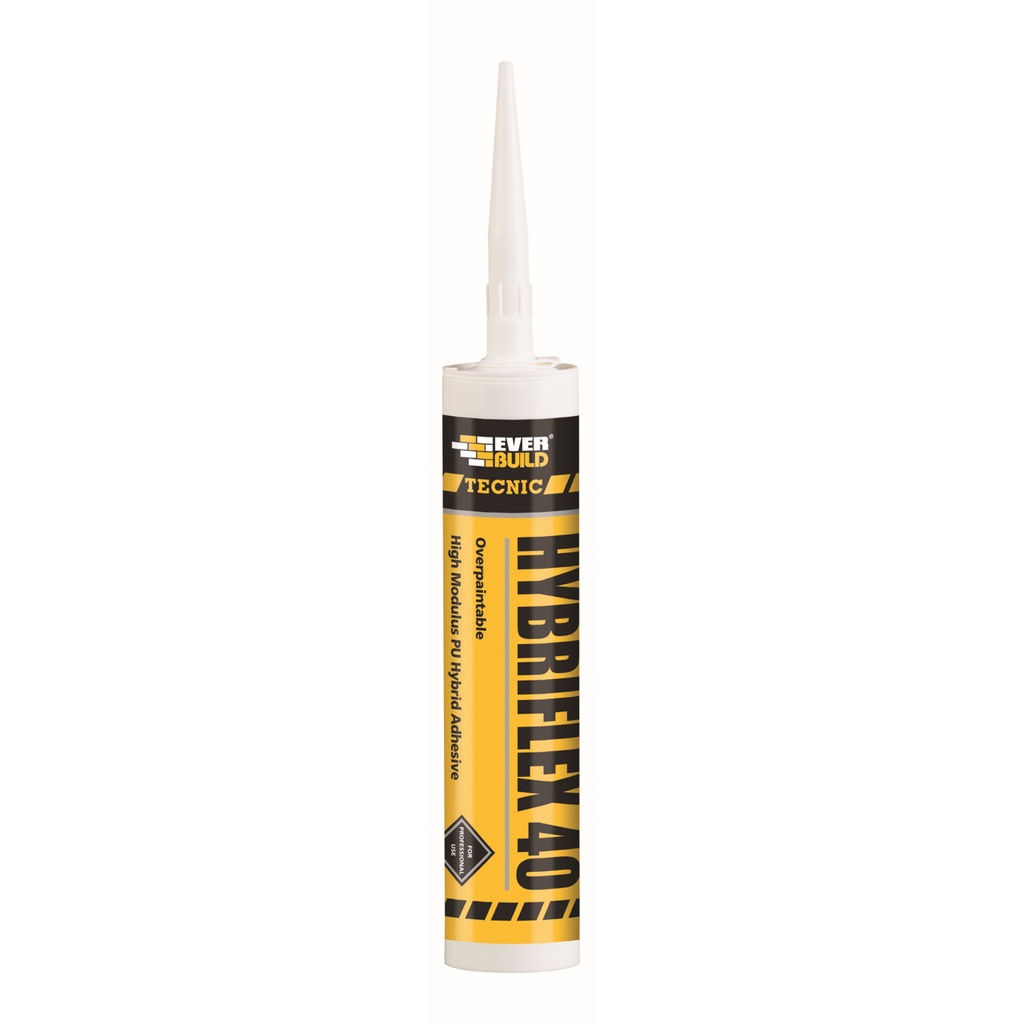 EVERBUILD Tecnic Hybriflex 40, High Modulus Hybrid Adhesive, Interior & Exterior, Grey, 295 mL