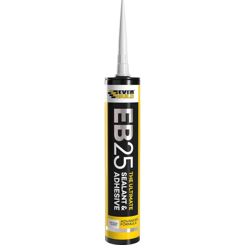 EVERBUILD EB25 Crystal Clear, 1-Part Hybrid Polymer Sealant & Adhesive, Interior & Exterior, Crystal Clear, 300 mL