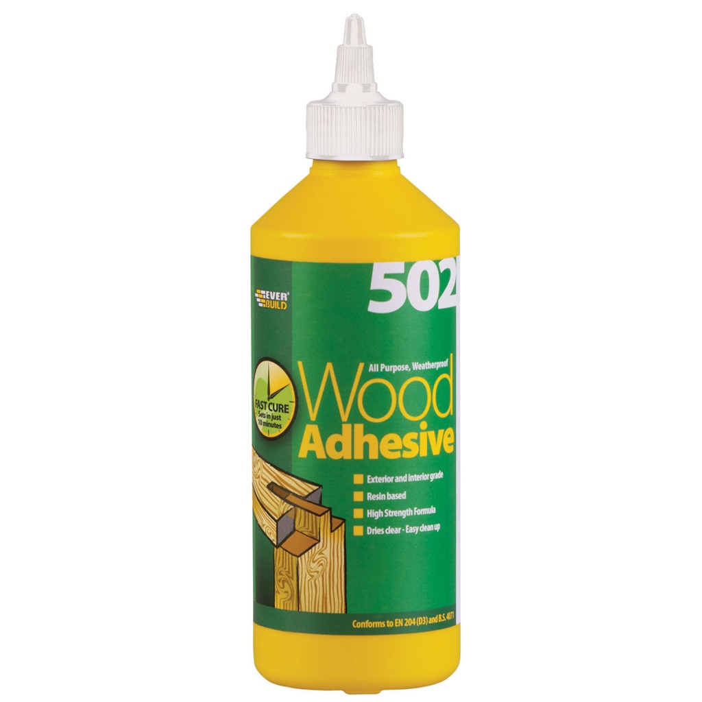 EVERBUILD 502 Weatherproof Wood Adhesive, D3 Cross-Linked PVA Wood Adhesive, Interior & Exterior, Dries clear, 5 L