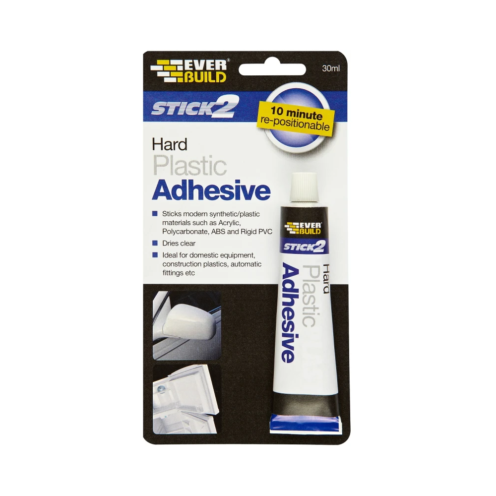 EVERBUILD STICK2 Hard Plastic Adhesive, Clear Fast-Drying Adhesive for Plastics, Interior, Clear, 30 mL