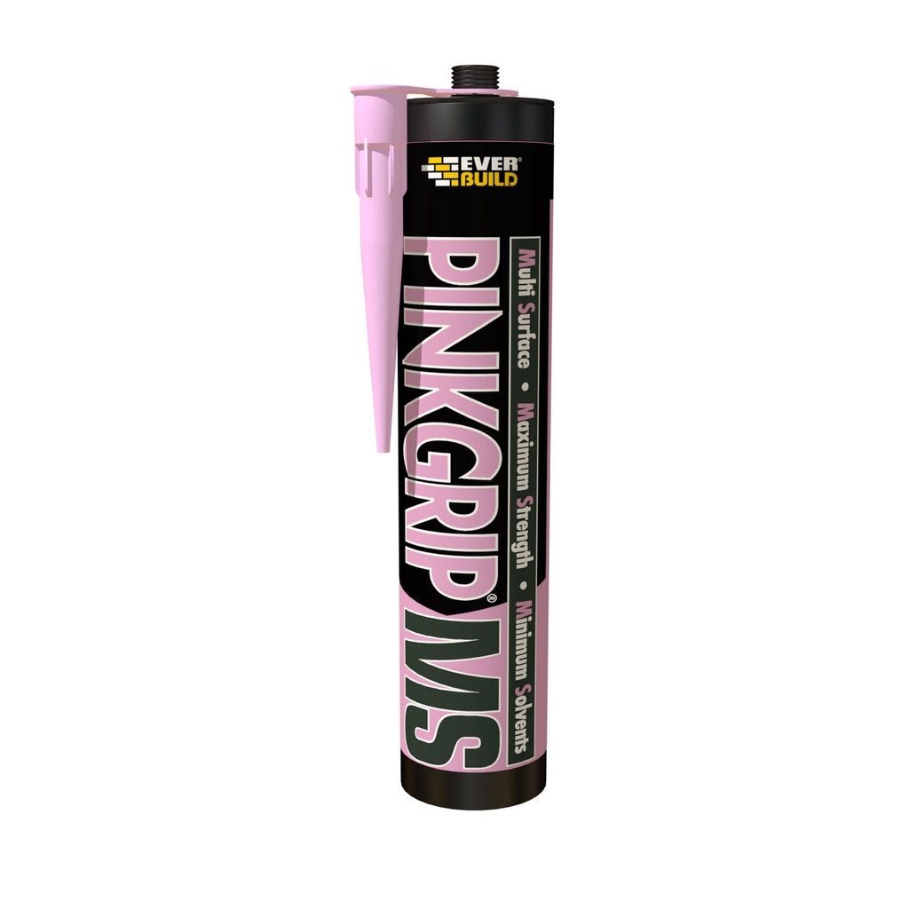 EVERBUILD PINKGRIP MS, Hybrid Polymer Grab Adhesive, Interior & Exterior, Pink, 290 mL