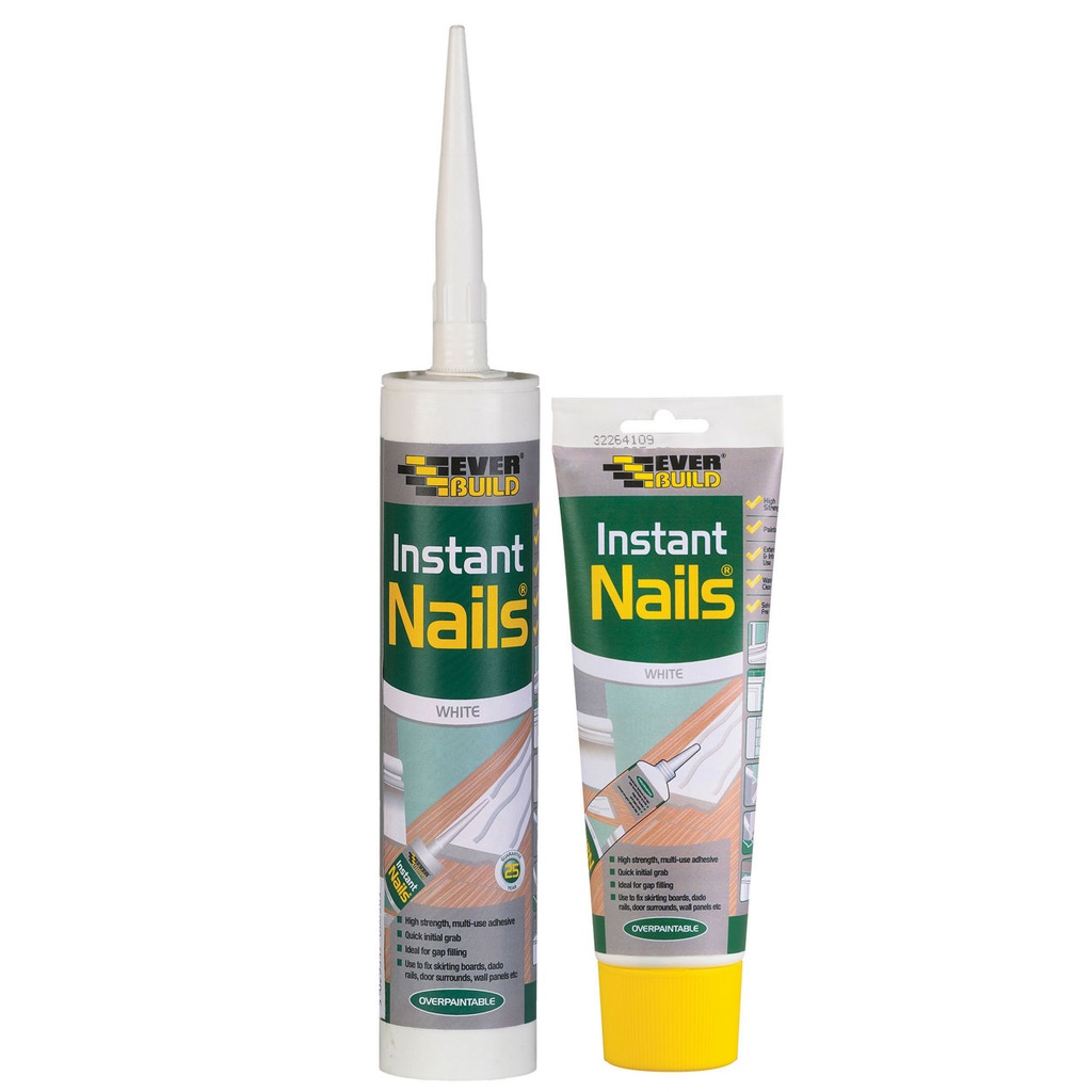 EVERBUILD Instant Nails, Solvent-Free High Strength Gap Filling Adhesive, Interior, White