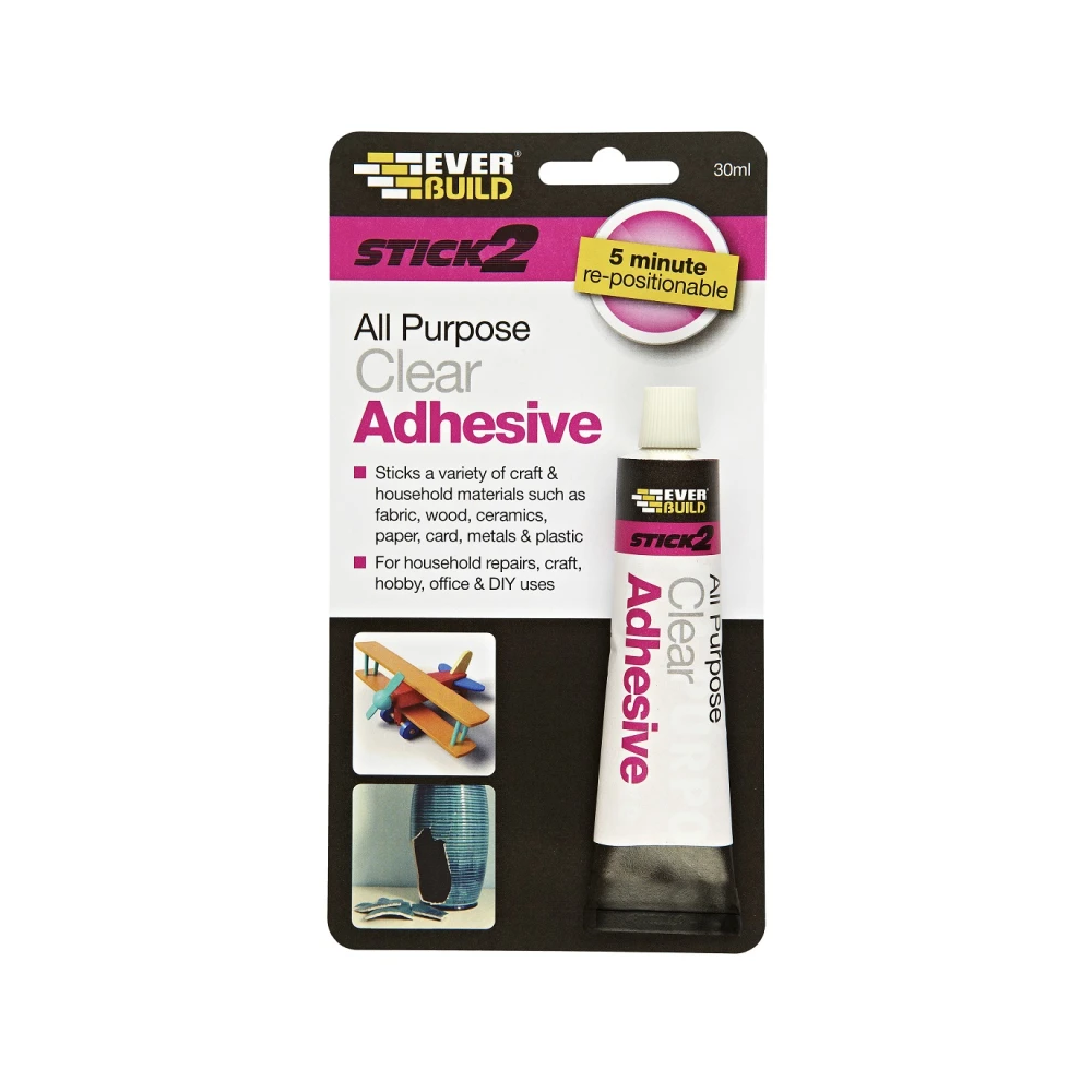 EVERBUILD STICK2 All Purpose Clear Adhesive, Strong Quick-Drying Clear All-Purpose Adhesive, Interior, Clear, 30 mL