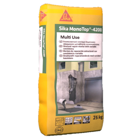 Sika MonoTop-4200 Multi Use, Multi-purpose, single-pack concrete repair mortar, Interior & Exterior, Grey Powder, 25 kg