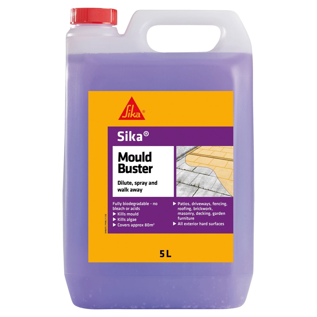 Sika MouldBuster, Algae Mould & Green Growth Remover, Exterior, Violet, 5 L