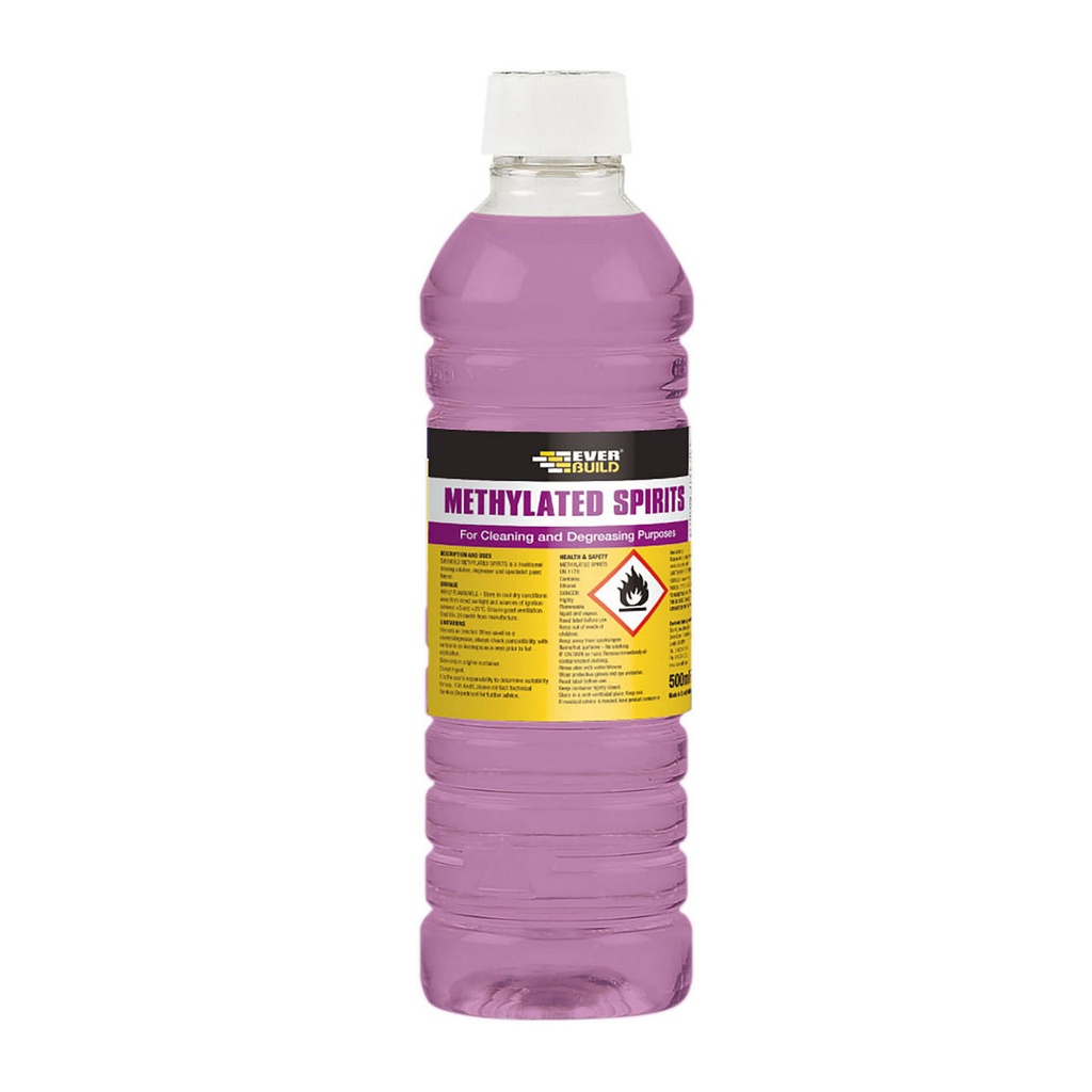 EVERBUILD Methylated Spirits, Multipurpose Cleaner & Degreaser, Interior & Exterior, Violet, 500 mL
