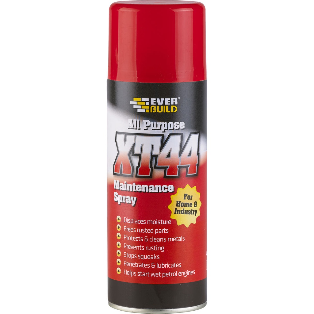 EVERBUILD XT44 Maintenance Spray, Multi-Purpose Lubricating & Maintenance Spray, Interior & Exterior, Dark brown liquid, 400 mL
