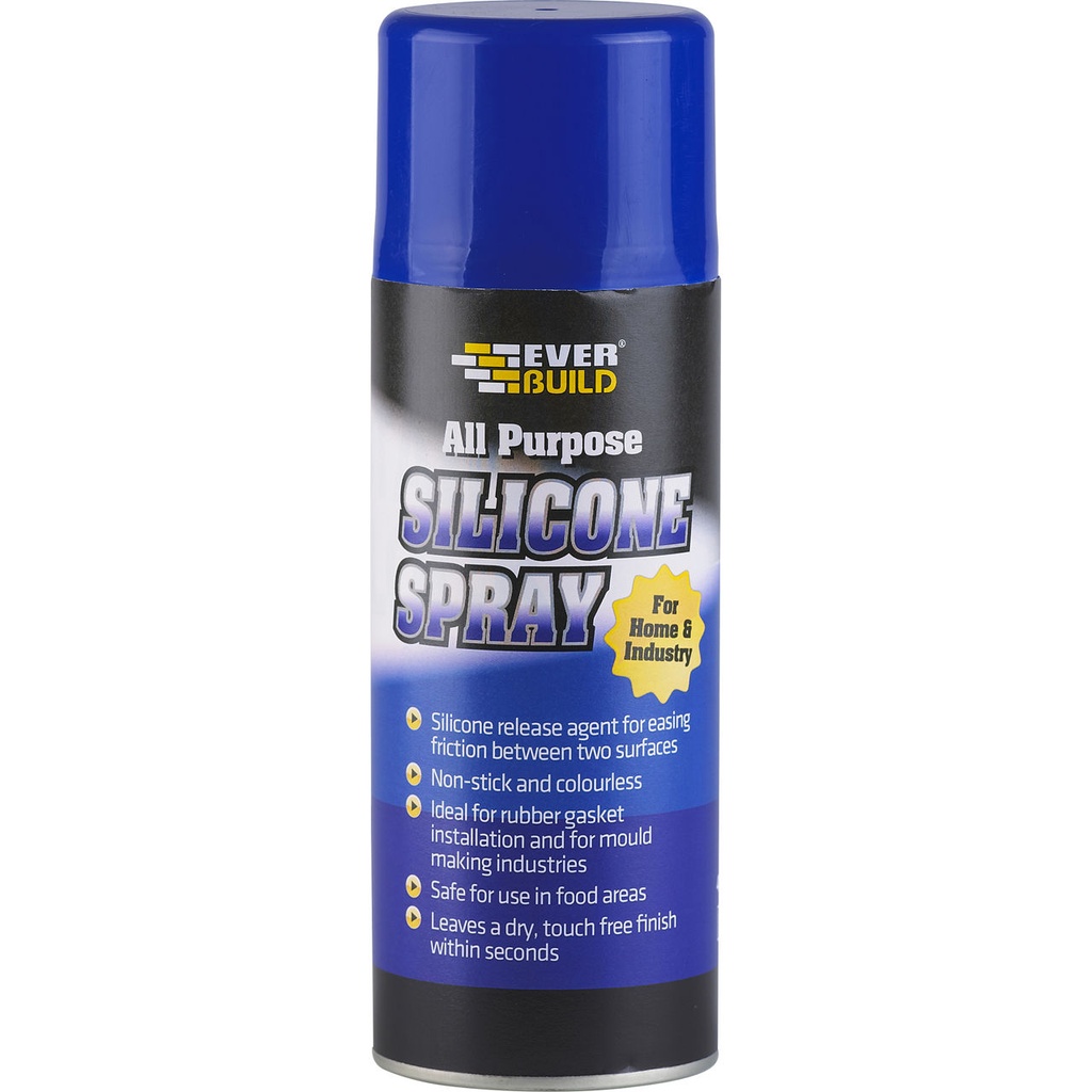EVERBUILD Silicone Spray, Dry Silicone Lubricant & Mould Release Spray, Interior & Exterior, Clear, 400 mL
