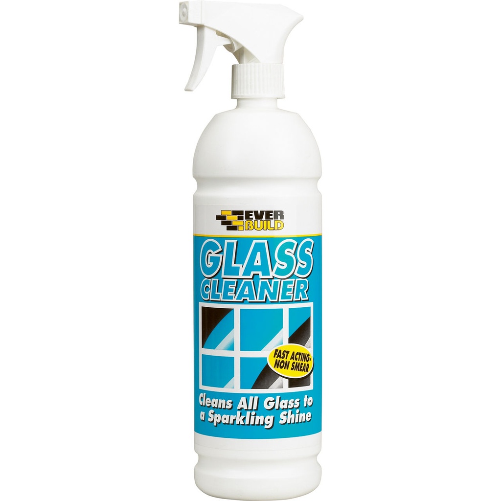 EVERBUILD Glass Cleaner, High Strength Glass Cleaner, Interior & Exterior, Blue coloured liquid, 1 L