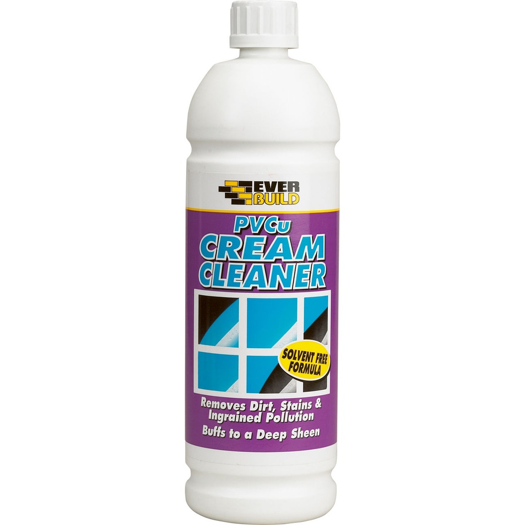EVERBUILD PVCu Cream Cleaner, Solvent-Free Cleaner for PVC & Plastics, Interior & Exterior, White Liquid, 1 L